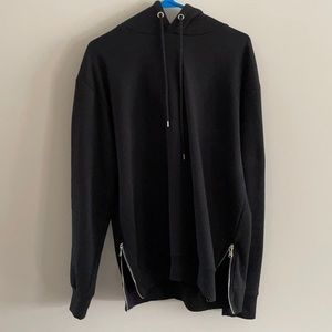 Forever21 HOODIE w/ SIDE ZIPPERS (BLACK, M)
